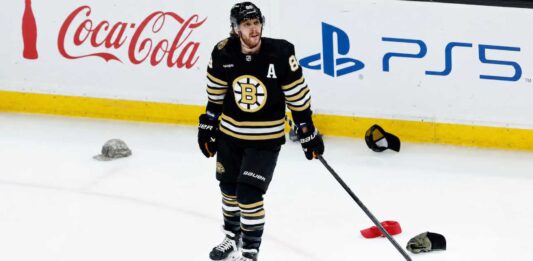 David Pastrnak Point Projections 2026-27: Can He Reach 108 Points? David Pastrnak in a Boston Bruins jersey during a hat trick celebration, featured in our 2026-27 fantasy hockey point projection.