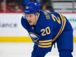Why Eeli Tolvanen Could Be the Buffalo Sabres’ Smartest Remaining Offseason Move Eeli Tolvanen wearing a Buffalo Sabres home jersey amid NHL free-agent rumors linking him to Buffalo