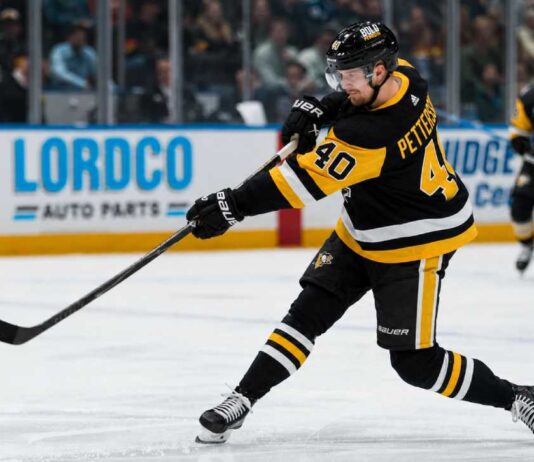Elias Pettersson Linked to Pittsburgh Penguins in Blockbuster Trade Rumor Elias Pettersson wearing a Pittsburgh Penguins home jersey while taking a powerful shot during an NHL game