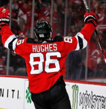 Jack Hughes Point Projections 2026-27: Can the Devils Star Reach 100 Points? Jack Hughes celebrates a goal for the New Jersey Devils ahead of his 2026-27 Fantasy Hockey point projection.