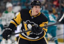 Jason Robertson Trade Rumors: Could the Dallas Stars Send Him to the Pittsburgh Penguins? Jason Robertson wearing a Pittsburgh Penguins home jersey amid trade rumors involving the Dallas Stars