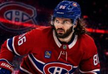 Kirill Marchenko wearing a Montreal Canadiens home jersey in NHL trade rumor image