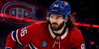 Kirill Marchenko wearing a Montreal Canadiens home jersey in NHL trade rumor image