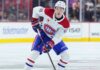 Lane Hutson skating for the Montreal Canadiens during a game ahead of his 2026-27 Fantasy Hockey point projection.
