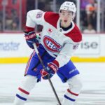 Lane Hutson skating for the Montreal Canadiens during a game ahead of his 2026-27 Fantasy Hockey point projection.
