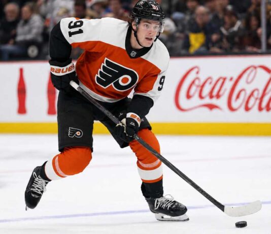 Leo Carlsson Philadelphia Flyers offer sheet photo after signing a five-year $90 million contract with Anaheim Ducks decision pending