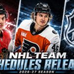 NHL News Today: Zegras Signs, Record Schedule Arrives and RFA Pressure Builds Connor Bedard, Trevor Zegras and the NHL logo featured in an NHL News graphic announcing the release of the 2026-27 team schedules.