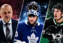 NHL News Today: Jack Campbell Retires as Jason Robertson Deadline Looms Derek Lalonde, Jack Campbell in a Toronto Maple Leafs jersey, and Jason Robertson in a Dallas Stars jersey featured in the latest NHL news.