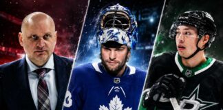 NHL News Today: Jack Campbell Retires as Jason Robertson Deadline Looms Derek Lalonde, Jack Campbell in a Toronto Maple Leafs jersey, and Jason Robertson in a Dallas Stars jersey featured in the latest NHL news.