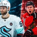 NHL News Today: Bedard Targets Playoffs as Wright and Hellebuyck Rumors Build Shane Wright of the Seattle Kraken and Connor Bedard of the Chicago Blackhawks featured in a split image for the latest NHL news and trade rumors.