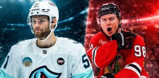 NHL News Today: Bedard Targets Playoffs as Wright and Hellebuyck Rumors Build Shane Wright of the Seattle Kraken and Connor Bedard of the Chicago Blackhawks featured in a split image for the latest NHL news and trade rumors.