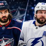 NHL News Today: Nikita Kucherov Contract Update as Marchenko Trade Rumors Intensify Kirill Marchenko of the Columbus Blue Jackets and Nikita Kucherov of the Tampa Bay Lightning featured in a split image for the latest NHL News and trade rumors.