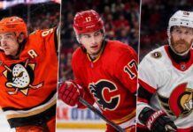 NHL News Today: Nemec Signs, Giroux Returns, Ducks Rumors Leo Carlsson, Simon Nemec and Claude Giroux featured in a three-way NHL news image covering the Ducks, Flames and Senators.