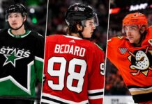 Jason Robertson, Connor Bedard and Leo Carlsson featured in a three-way split image highlighting the latest NHL news and trade rumors.