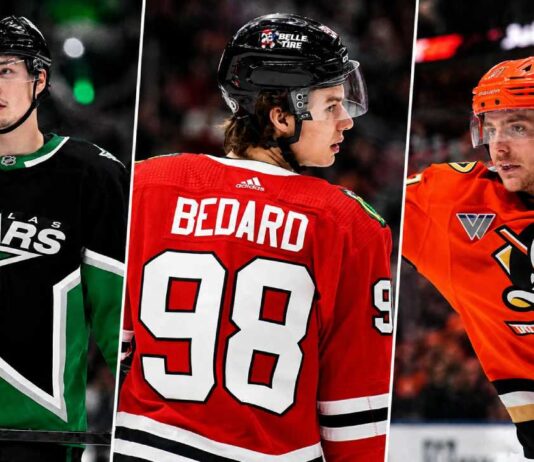 NHL News Today: Leo Carlsson Stays in Anaheim as Connor Bedard Injury Shakes the Offseason Jason Robertson, Connor Bedard and Leo Carlsson featured in a three-way split image highlighting the latest NHL news and trade rumors.