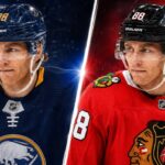 Patrick Kane’s NHL Future Reportedly Comes Down to the Blackhawks or Sabres Patrick Kane split image wearing Buffalo Sabres and Chicago Blackhawks jerseys amid NHL free agency rumors