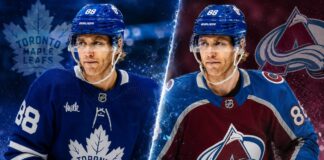 Patrick Kane Linked to Toronto Maple Leafs and Colorado Avalanche Patrick Kane pictured in Toronto Maple Leafs and Colorado Avalanche home jerseys amid NHL free-agent rumors.
