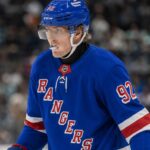 New York Rangers Linked to Patrik Laine in NHL Free Agency Patrik Laine wearing a New York Rangers home jersey amid NHL free agency rumors
