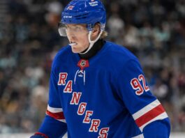 New York Rangers Linked to Patrik Laine in NHL Free Agency Patrik Laine wearing a New York Rangers home jersey amid NHL free agency rumors
