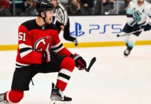 New Jersey Devils Linked to Shane Wright in Seattle Kraken Trade Rumors Shane Wright in a New Jersey Devils home jersey during Seattle Kraken trade rumors