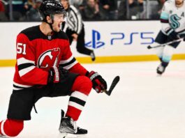 New Jersey Devils Linked to Shane Wright in Seattle Kraken Trade Rumors Shane Wright in a New Jersey Devils home jersey during Seattle Kraken trade rumors