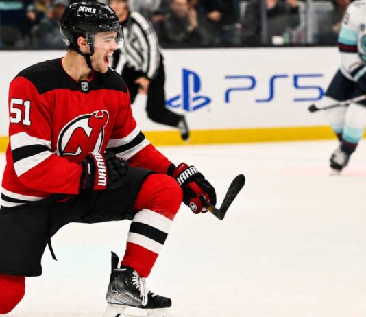 New Jersey Devils Linked to Shane Wright in Seattle Kraken Trade Rumors Shane Wright in a New Jersey Devils home jersey during Seattle Kraken trade rumors