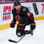 Vladimir Tarasenko pictured in an Ottawa Senators home jersey as NHL free-agent rumors link the veteran winger to a possible return to Ottawa