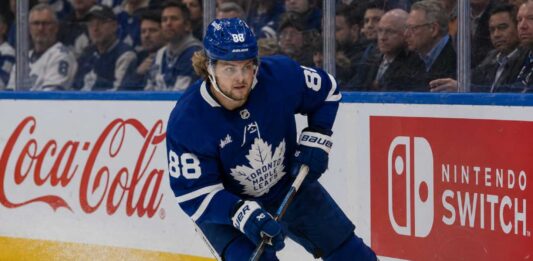 William Nylander Point Projections 2026-27: Can He Reach 100 Points? William Nylander skating for the Toronto Maple Leafs during his 2026-27 fantasy hockey point projection.