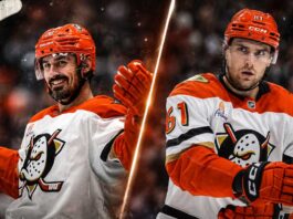Could the Anaheim Ducks Trade Chris Kreider After Cutter Gauthier Rejects $52 Million? Chris Kreider and Cutter Gauthier in Anaheim Ducks uniforms amid NHL trade rumors surrounding Kreider and Gauthier’s contract situation.