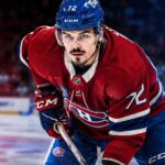 Arber Xhekaj in a Montreal Canadiens jersey as NHL trade rumors raise questions about his future with the Canadiens.