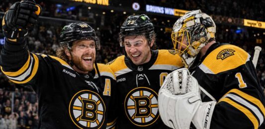 Boston Bruins Season Preview 2026-27: Roster Changes, Predictions and Playoff Outlook David Pastrnak, Charlie McAvoy and Jeremy Swayman celebrate a Boston Bruins win last season.