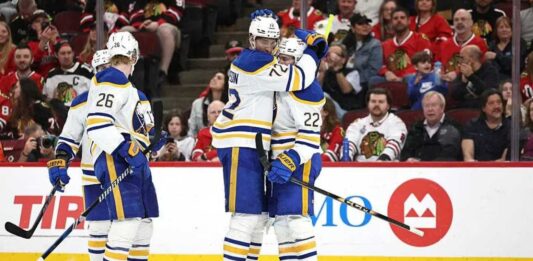 Buffalo Sabres Season Preview 2026-27: Can Buffalo Repeat Its Breakthrough? Buffalo Sabres players celebrate a win last season as Buffalo pushes for another playoff appearance.