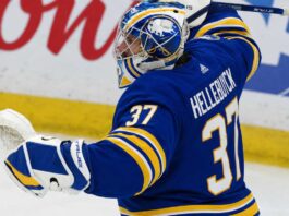 Connor Hellebuyck Trade Rumors: Could the Buffalo Sabres Reignite Blockbuster Jets Talks? Connor Hellebuyck pictured in a Buffalo Sabres home jersey and goalie equipment amid trade rumors linking the Winnipeg Jets star to Buffalo.