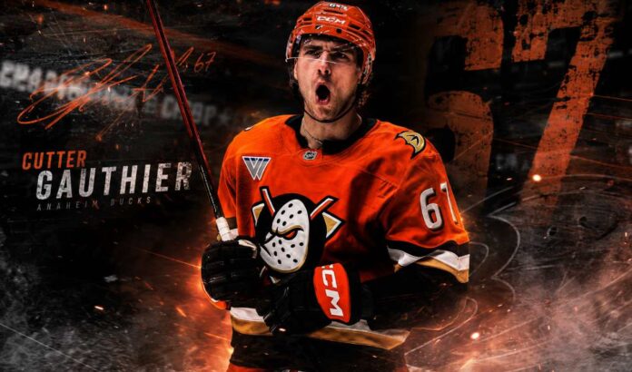 cutter-gauthier-anaheim-ducks-contract-rumors Cutter Gauthier in an Anaheim Ducks jersey as contract rumors link the 41-goal forward to a potential $15 million NHL salary