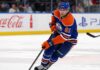 Cutter Gauthier in an Edmonton Oilers home jersey as NHL trade rumors link the Anaheim Ducks star to a potential blockbuster with Edmonton.