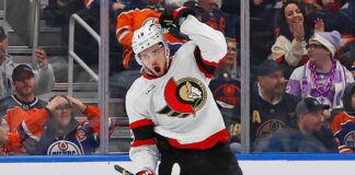 Drake Batherson in an Ottawa Senators jersey as contract talks fuel NHL trade rumors about his future in Ottawa