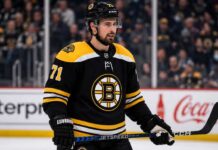 Dylan Larkin Trade Rumors: Could the Boston Bruins Convince Him to Waive? Dylan Larkin in a Boston Bruins jersey amid NHL trade rumors involving the Detroit Red Wings