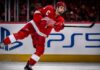 Dylan Larkin skates for the Detroit Red Wings as NHL trade rumors grow amid the team’s general manager search.