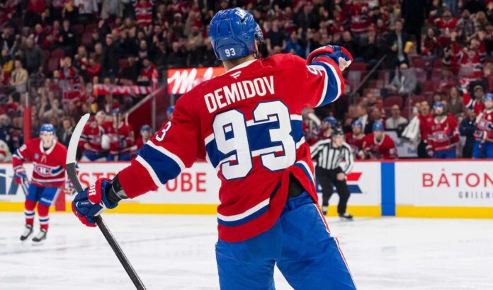 ivan-demidov-montreal-canadiens-fantasy-hockey-projection-2026-27 Ivan Demidov skating for the Montreal Canadiens in a 2026-27 fantasy hockey projection after scoring 62 points as an NHL rookie