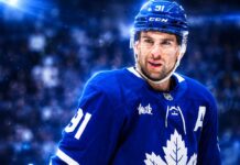 John Tavares Point Projections 2026-27: Can He Deliver Another 70-Point Season? John Tavares in a Toronto Maple Leafs jersey featured in a 2026-27 fantasy hockey projection predicting 28 goals, 39 assists and 67 points.