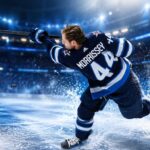 Josh Morrissey Point Projections 2026-27: Winnipeg Jets Fantasy Outlook Josh Morrissey firing a shot for the Winnipeg Jets in a 2026-27 fantasy hockey point projection.