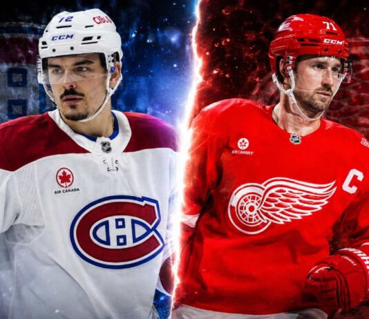 NHL News Today: Dylan Larkin Trade Stalls as Arber Xhekaj Rumor Cools Arber Xhekaj and Dylan Larkin featured in a split image for the latest NHL news and trade rumors.