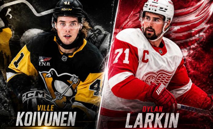 nhl-news-rumors-august-7-2026 Ville Koivunen and Dylan Larkin featured in NHL News today covering the Penguins contract gamble and Red Wings trade rumors