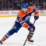Patrik Laine wearing an Edmonton Oilers home jersey amid NHL free-agent rumors