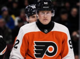 Patrik Laine in a Philadelphia Flyers jersey amid NHL rumors linking the former 44-goal scorer to Philadelphia