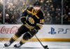 Pavel Zacha skating for the Boston Bruins as NHL trade rumors surround his contract future ahead of the 2026-27 season.