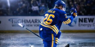 Rasmus Dahlin Point Projections 2026-27: Can the Sabres Star Reach 80 Points? Rasmus Dahlin celebrates for the Buffalo Sabres ahead of his 2026-27 fantasy hockey point projection