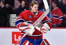 Montreal Canadiens Face Tough Samuel Montembeault Trade Decision Samuel Montembeault in Montreal Canadiens gear amid trade rumors as Montreal weighs its future with Jakub Dobes and Jacob Fowler.