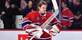Montreal Canadiens Face Tough Samuel Montembeault Trade Decision Samuel Montembeault in Montreal Canadiens gear amid trade rumors as Montreal weighs its future with Jakub Dobes and Jacob Fowler.