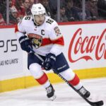 Aleksander Barkov Fantasy Hockey Projection 2026-27: Goals, Assists & Points Aleksander Barkov skating with the puck for the Florida Panthers ahead of the 2026-27 NHL season and fantasy hockey comeback.